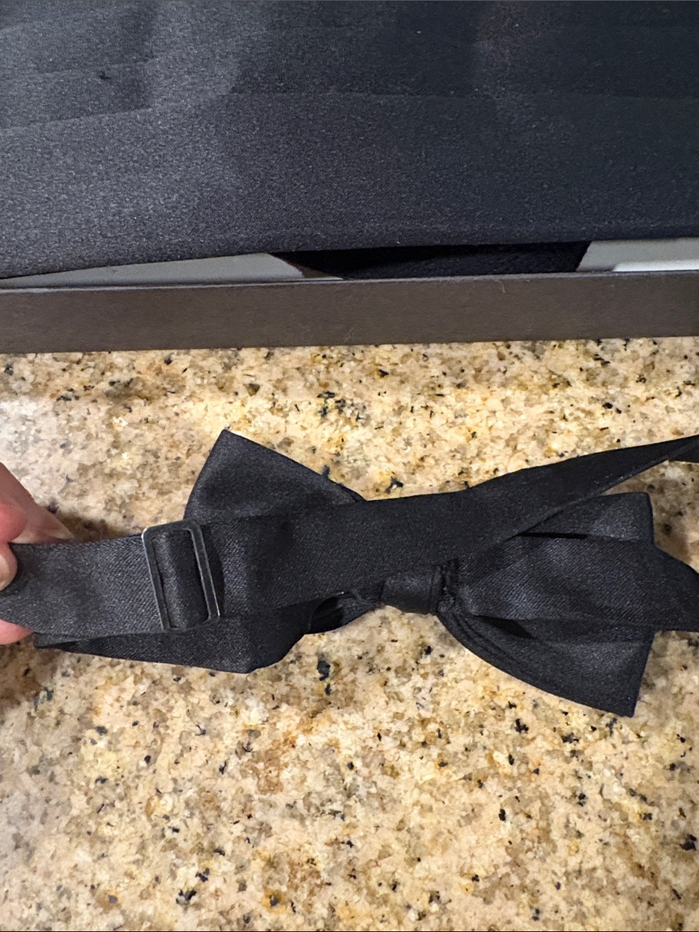 Classic Black Satin Cummerbund & Bow Tie Set - Picture 3 of 6